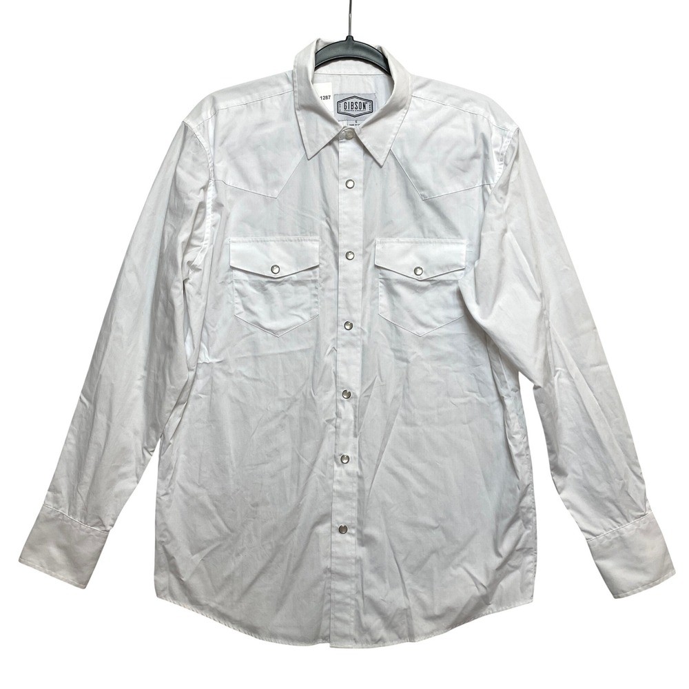 Gibson Trading Company Western Shirt Mens S White L Sleeve Pearl Snap Button Up